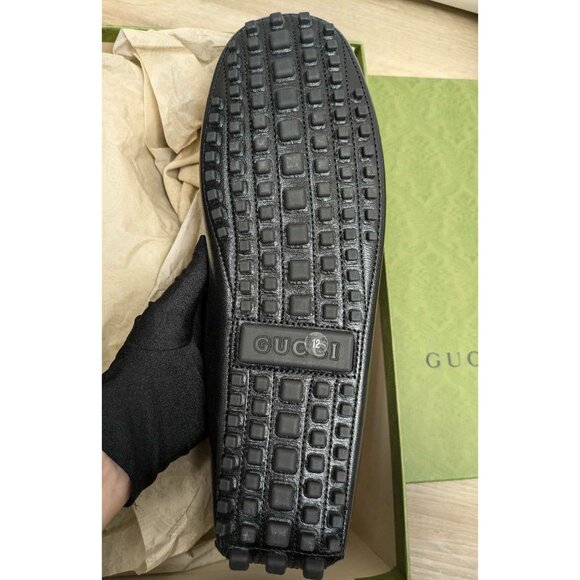 Gucci Men’s Horsebit Square Toe Leather Slip On Loafers Black 752621 UK12 main image 6